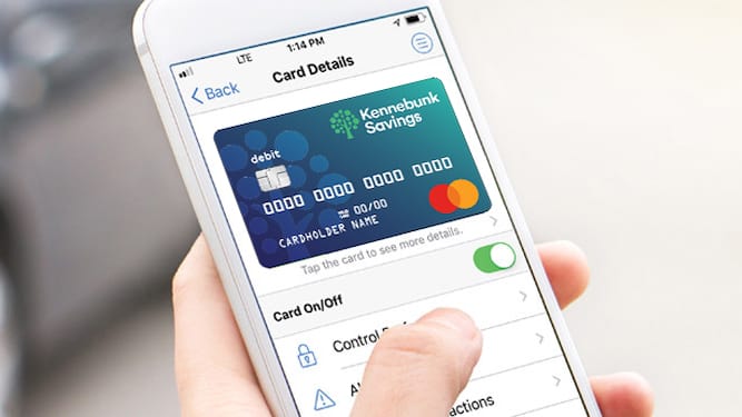 debit card on mobile phone