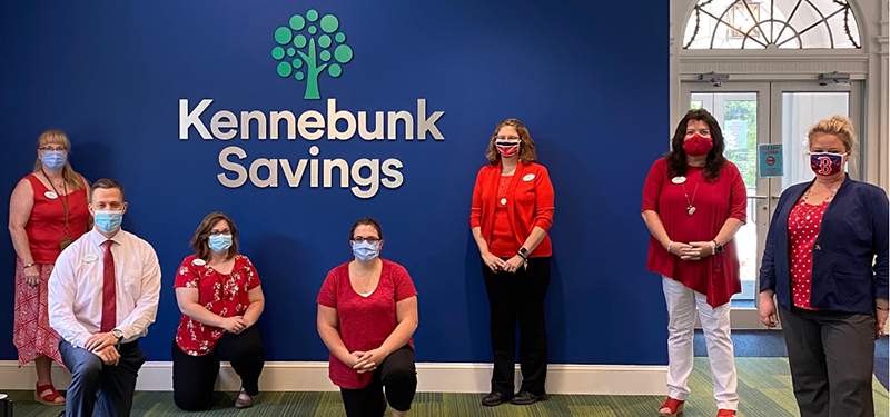 Kennebunk staff by bank sign