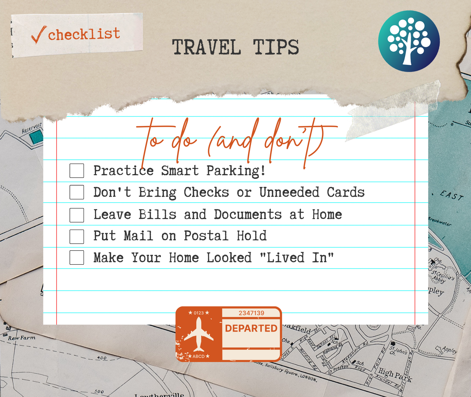 Checklist to follow when leaving on vacation, so that you don't fall victim to fraud.