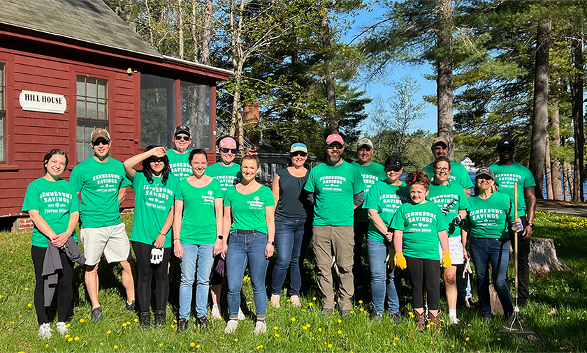 Group photograph of Kennebunk Savings volunteers at the Waypoint Volunteer Day event