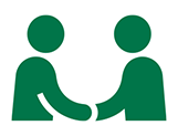 Graphic illustration showing two people shaking hands