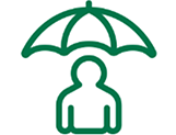Graphic illustration showing person under an umbrella